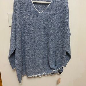Blue V-Neck Women's Sweater
